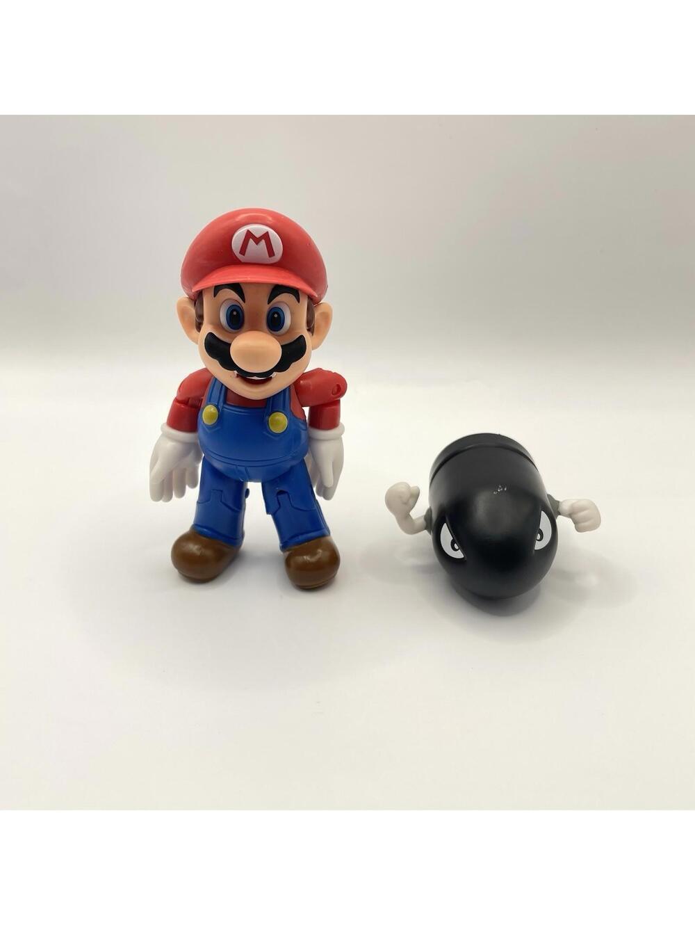 Super Mario Bros JAKKS Toy Figure 2 Pcs Lot - Mario & Bullet Bill - Nintendo